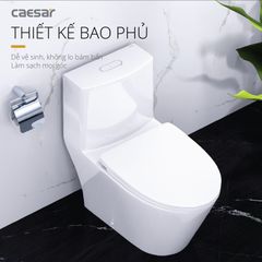 Bàn cầu một khối + Nắp rửa điện tử CAESAR C1363F+TAF512H