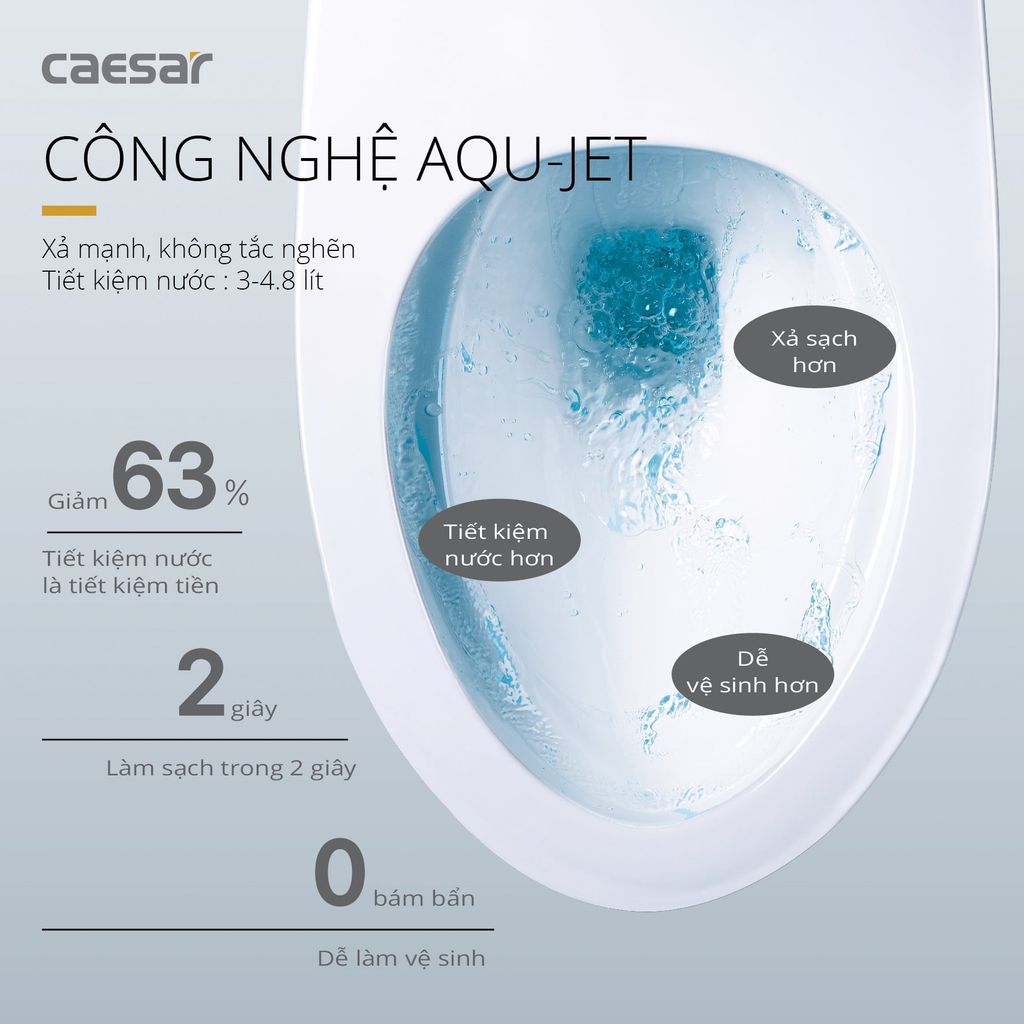 Bàn cầu một khối + Nắp rửa điện tử CAESAR C1375F+TAF512H