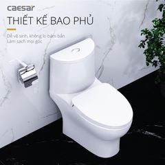 Bàn cầu một khối + Nắp rửa điện tử CAESAR C1375F+TAF512H