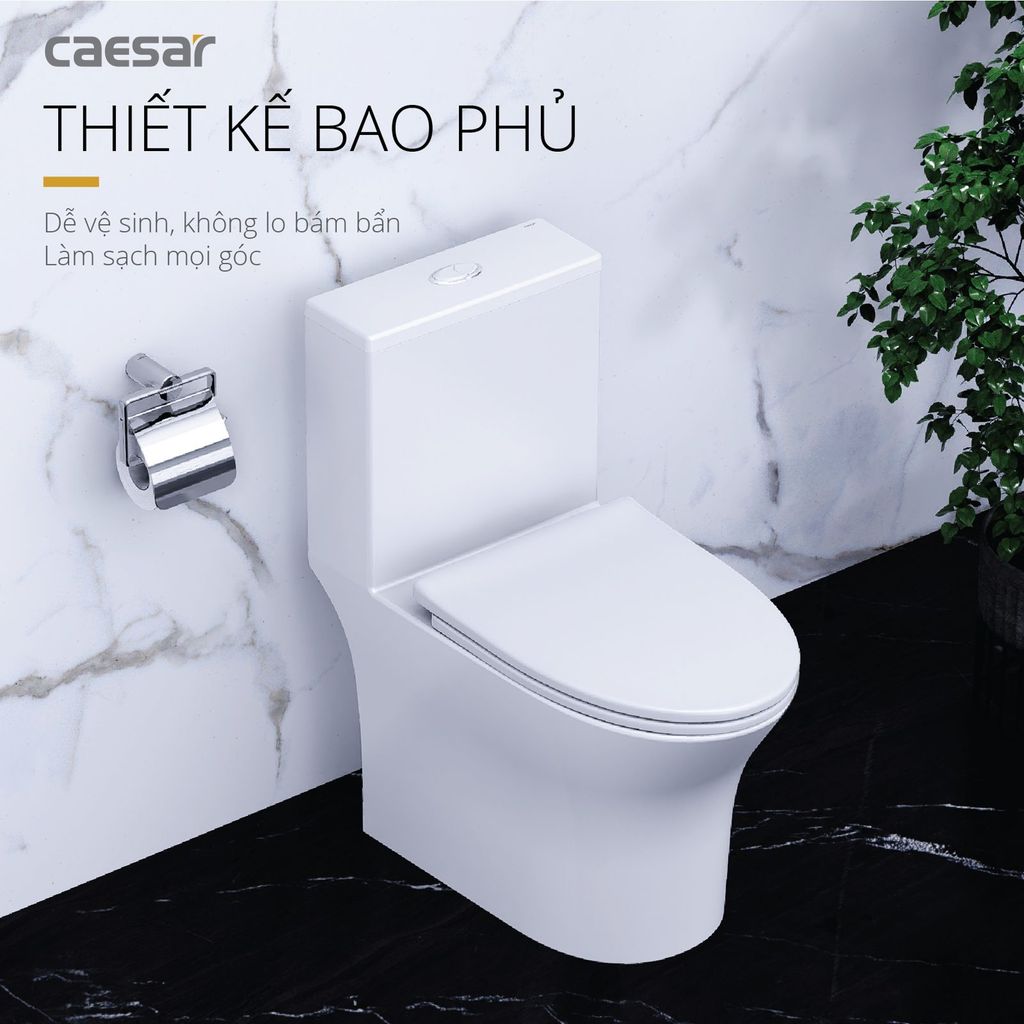 Bàn cầu một khối + Nắp rửa điện tử CAESAR C1391F+TAF400H