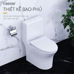 Bàn cầu một khối + Nắp rửa điện tử CAESAR C1391F+TAF400H