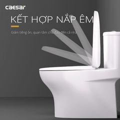 Bàn cầu một khối + Nắp rửa điện tử CAESAR C1394F+TAF512H
