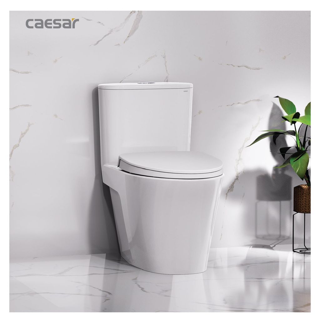 Bàn cầu một khối + Nắp rửa điện tử CAESAR C1395F+TAF710H