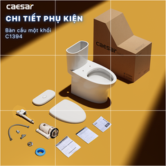 Bàn cầu một khối + Nắp rửa điện tử CAESAR C1394F+TAF512H