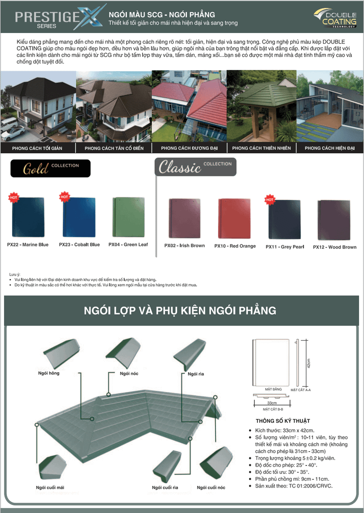 Ngói phẳng xi măng SCG PRESTIGE