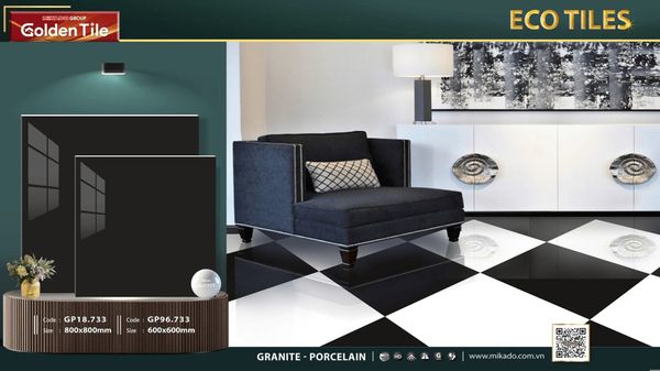 Gạch 80x80 Mikado GP18.733 Đen Bóng