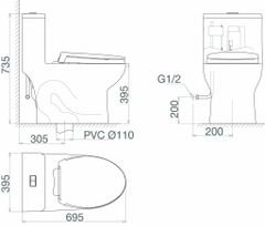 Bàn cầu một khối Viglacera V64