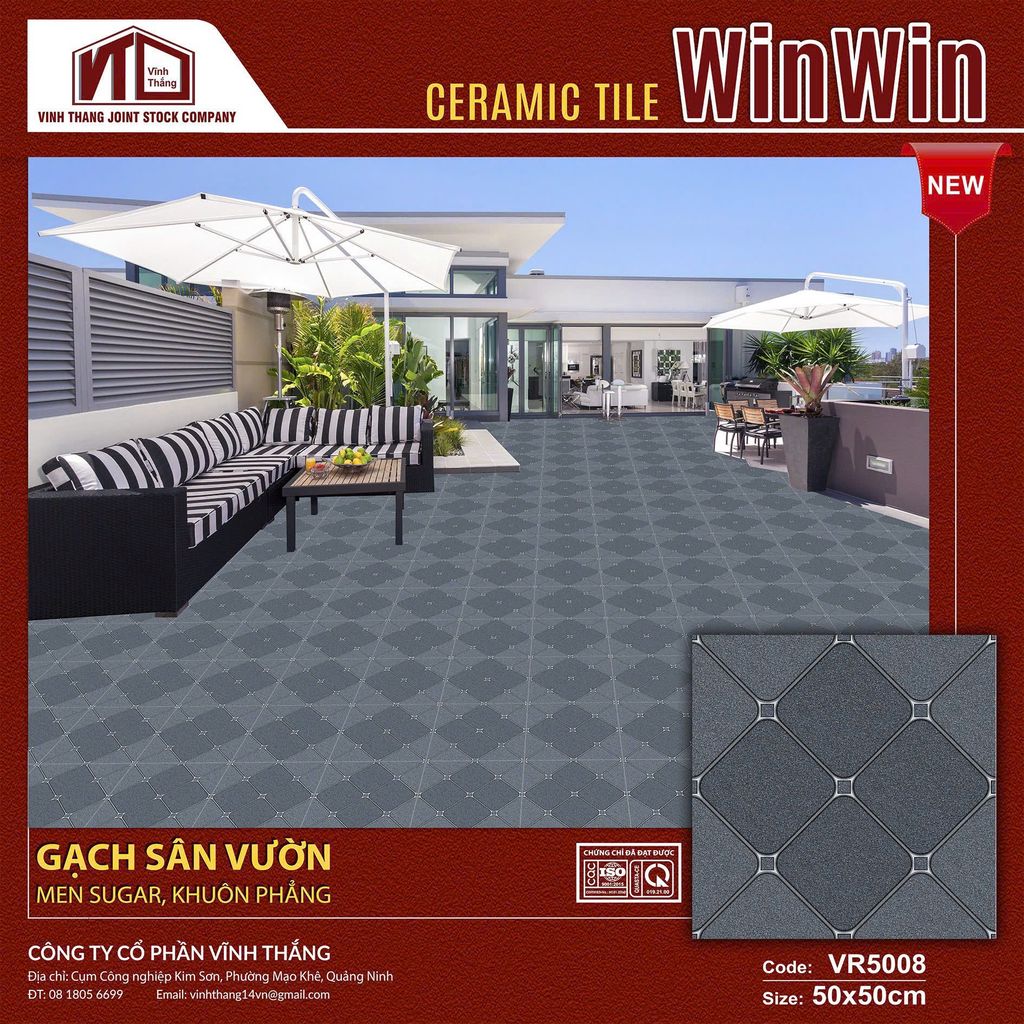 Gạch 50x50 Vĩnh Thắng VR5008 Xám Matt