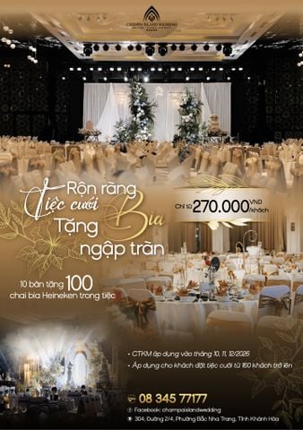  TIỆC CƯỚI RỘN RÀNG – TẶNG BIA NGẬP TRÀN 