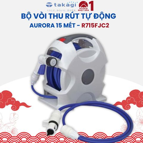 Bộ Vòi Tưới Tự Thu Dây 15 Mét Aurora Takagi Nhật Bản R715FJC2