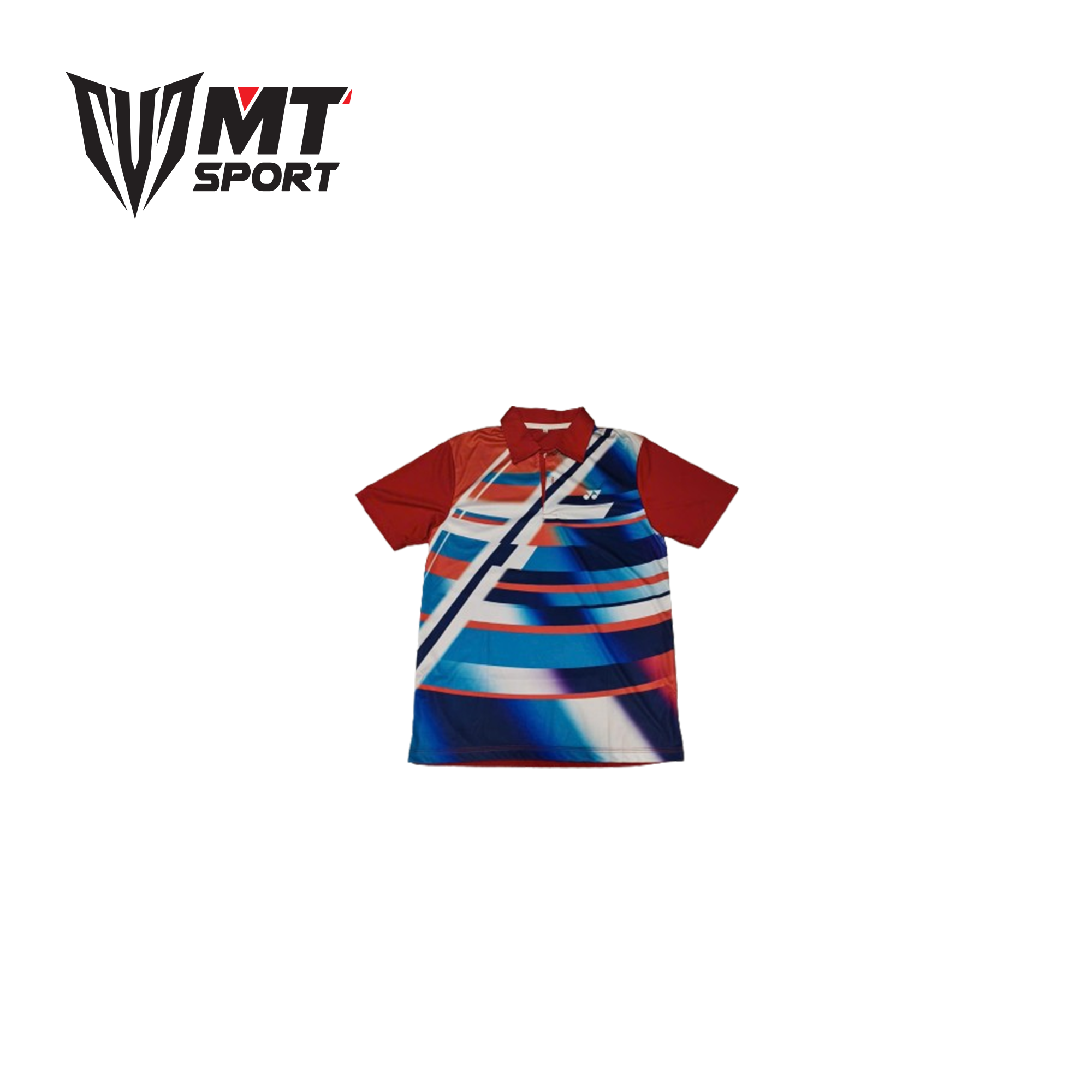 Áo cầu lông Yonex nam đỏ phối họa tiết xanh