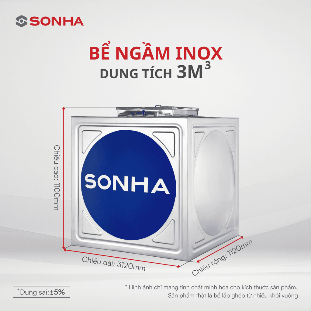 Bể ngầm inox Sơn Hà 3m3
