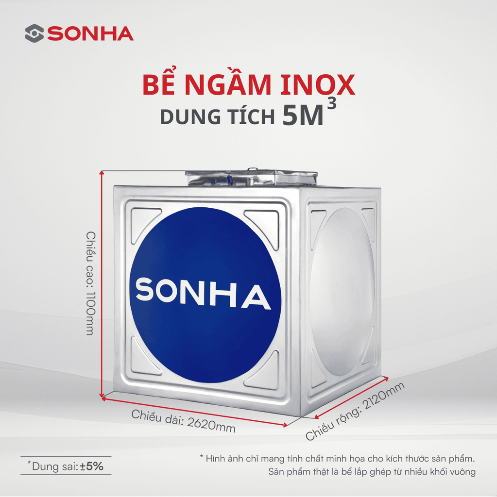Bể ngầm inox Sơn Hà 5m3