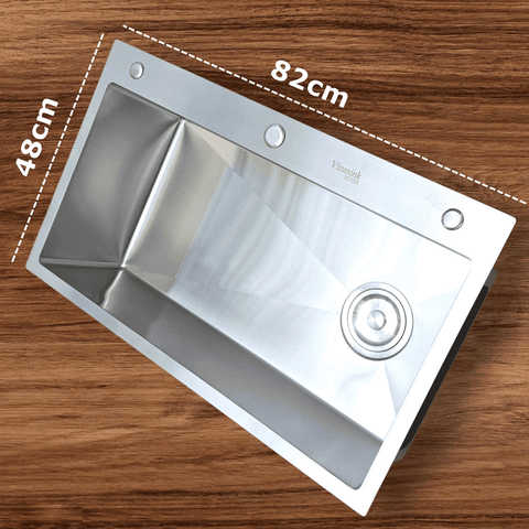 Chậu Rửa Bát 1 Hố Vinasink Dài 82cm Rộng 48cm Inox 304 Bảo Hành 10 Năm