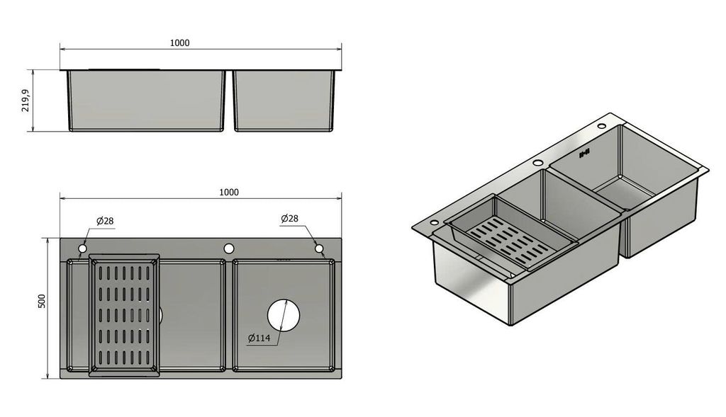 Chậu rửa bát 2 Hố lệch Vinasink 2HL10050