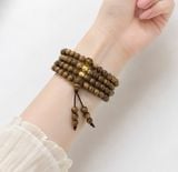  Chuỗi 108 hạt 6 ly Trầm Hương Việt Nam Mix Thạch Anh khắc Ommani VHT231001 