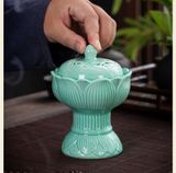  Lò Xông Trầm Dùng Điện Hoa Sen Dập Nổi Xanh Lam – Gốm Sứ Cao Cấp, Nhiệt Độ 520°C LXT260707 
