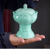  Lò Xông Trầm Dùng Điện Hoa Sen Dập Nổi Xanh Lam – Gốm Sứ Cao Cấp, Nhiệt Độ 520°C LXT260707 