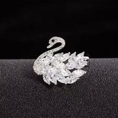  Cài Áo Con Thiên Nga Pha Lê Trắng (AG) 