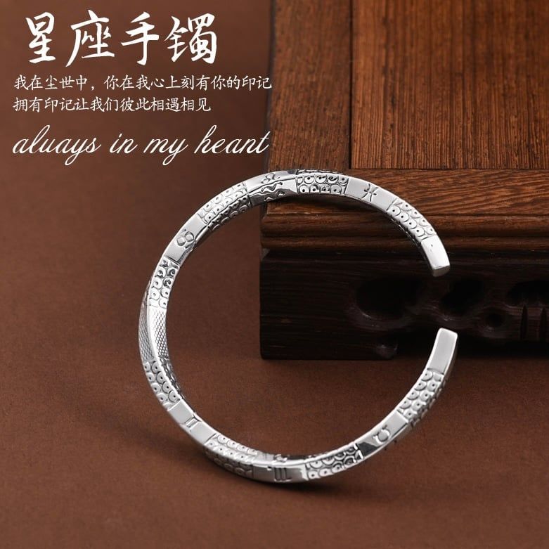  Vòng Nam, Nữ Bạc S999 Cao Cấp - Ký Hiệu 12 Cung Hoàng Đạo May Mắn 