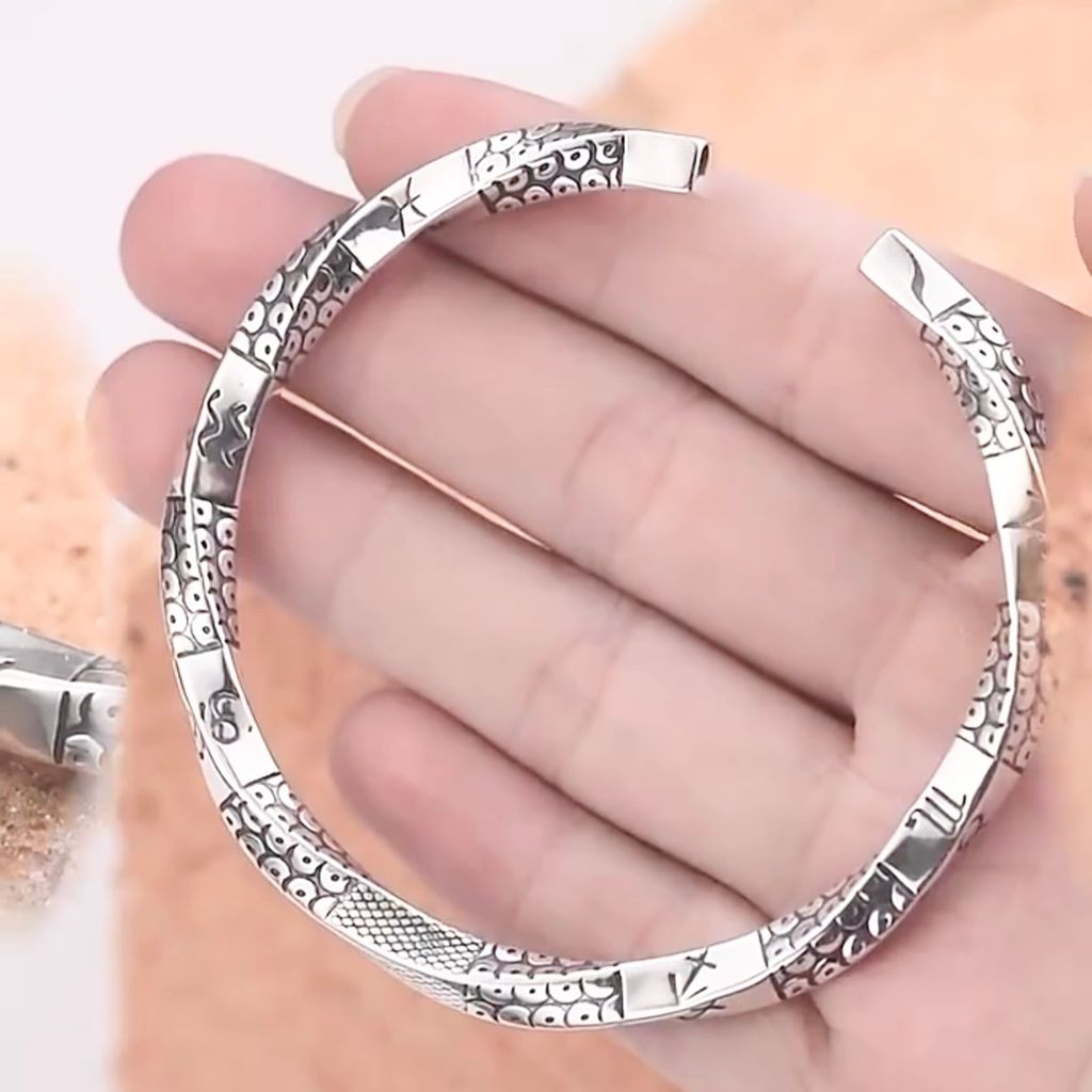  Vòng Nam, Nữ Bạc S999 Cao Cấp - Ký Hiệu 12 Cung Hoàng Đạo May Mắn 