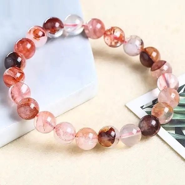  Vòng Tay Phong Thuỷ Cao Cấp - Đá Thạch Anh Lửa Tự Nhiên 10ly 