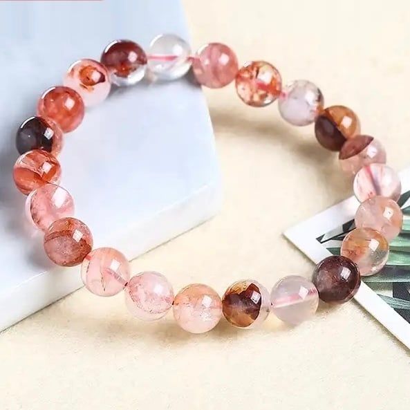  Vòng Tay Phong Thuỷ Cao Cấp - Đá Thạch Anh Lửa Tự Nhiên 10ly 