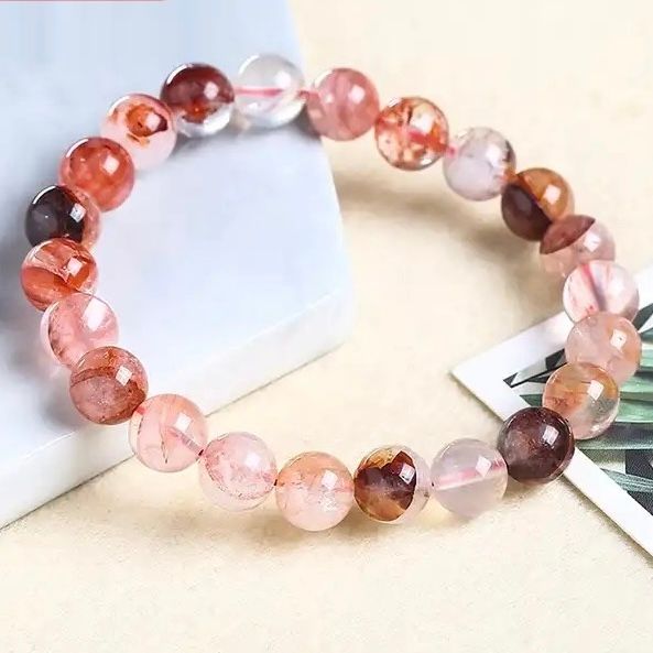  Vòng Tay Phong Thuỷ Cao Cấp - Đá Thạch Anh Lửa Tự Nhiên 10ly 