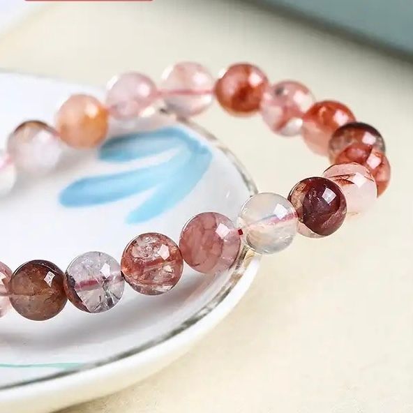  Vòng Tay Phong Thuỷ Cao Cấp - Đá Thạch Anh Lửa Tự Nhiên 10ly 