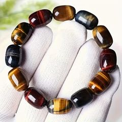  Vòng Tay Phong Thuỷ Cao Cấp - Đá Mắt Hổ Tự Nhiên Tam Tài Hạt Xô (AB) 