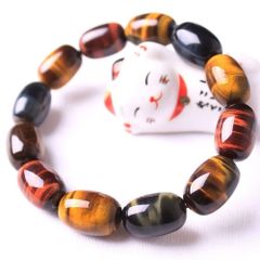  Vòng Tay Phong Thuỷ Cao Cấp - Đá Mắt Hổ Tự Nhiên Tam Tài Hạt Xô (AB) 