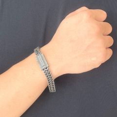  Vòng Tay Nam TiTan Cao Cấp - Mặt Vuông Đính Đá Cá Tính 