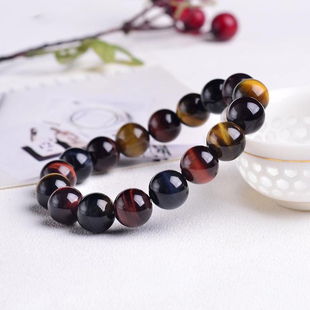  Vòng Tay Phong Thuỷ Cao Cấp - Đá Mắt Hổ Tự Nhiên Tam Tài 10ly (AC) 