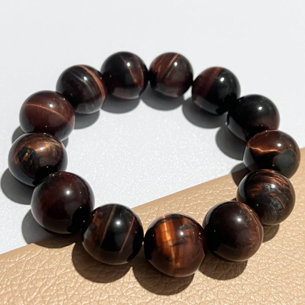  Vòng Tay Phong Thuỷ Cao Cấp - Đá Mắt Hổ Đỏ Tự Nhiên 16ly (AG) 