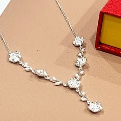  Bộ Trang Sức Bạc S999 Cao Cấp - Dây Chuyền & Vòng Tay Vườn Hoa Hồng Tình Yêu 