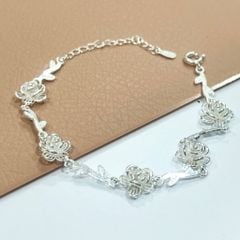 Bộ Trang Sức Bạc S999 Cao Cấp - Dây Chuyền & Vòng Tay Vườn Hoa Hồng Tình Yêu 