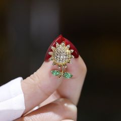  Cúc Cài Áo Nam, Nữ - Hoa Hướng Dương Màu Vàng Pha Lê Xanh Lá & Trắng 