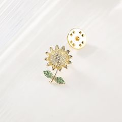  Cúc Cài Áo Nam, Nữ - Hoa Hướng Dương Màu Vàng Pha Lê Xanh Lá & Trắng 