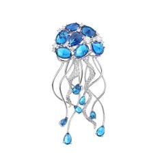  Cài Áo Nam, Nữ - Sứa Biển Pha Lê Xanh Biển Thanh Lịch 