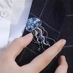  Cài Áo Nam, Nữ - Sứa Biển Pha Lê Xanh Biển Thanh Lịch 