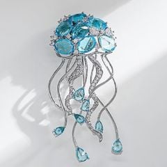  Cài Áo Nam, Nữ - Sứa Biển Pha Lê Xanh Biển Thanh Lịch 