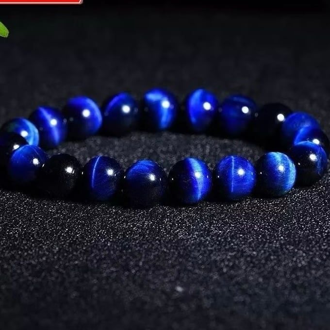  Vòng Tay Phong Thuỷ Cao Cấp - Đá Mắt Hổ Xanh Đen Tự Nhiên 8ly (AH) 