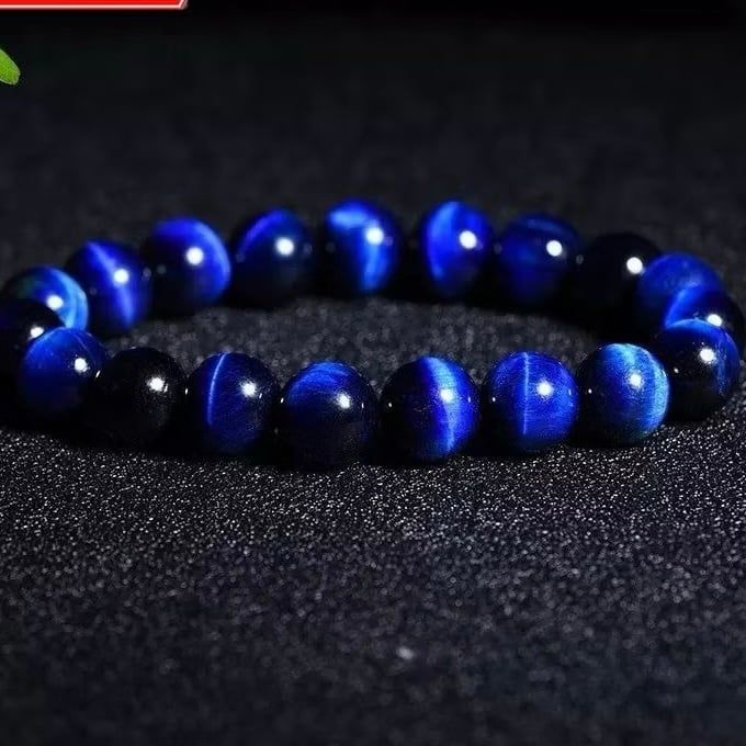  Vòng Tay Phong Thuỷ Cao Cấp - Đá Mắt Hổ Xanh Đen Tự Nhiên 8ly (AH) 