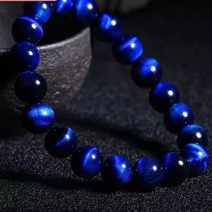  Vòng Tay Phong Thuỷ Cao Cấp - Đá Mắt Hổ Xanh Đen Tự Nhiên 8ly (AH) 