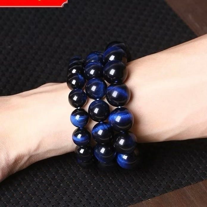  Vòng Tay Phong Thuỷ Cao Cấp - Đá Mắt Hổ Xanh Đen Tự Nhiên 8ly (AH) 