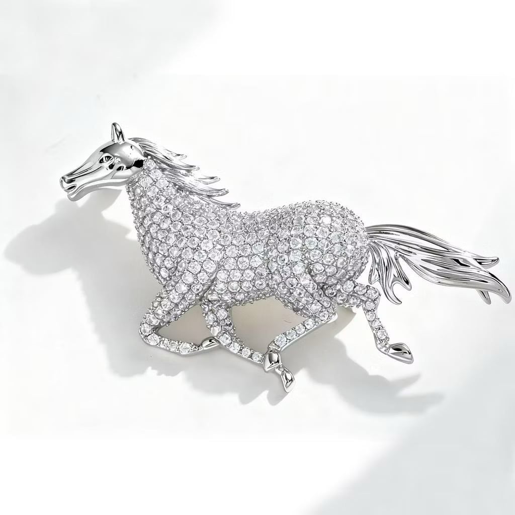  Cài Áo Con Ngựa Pha Lê Trắng (AB) 