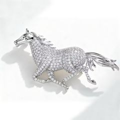  Cài Áo Con Ngựa Pha Lê Trắng (AB) 