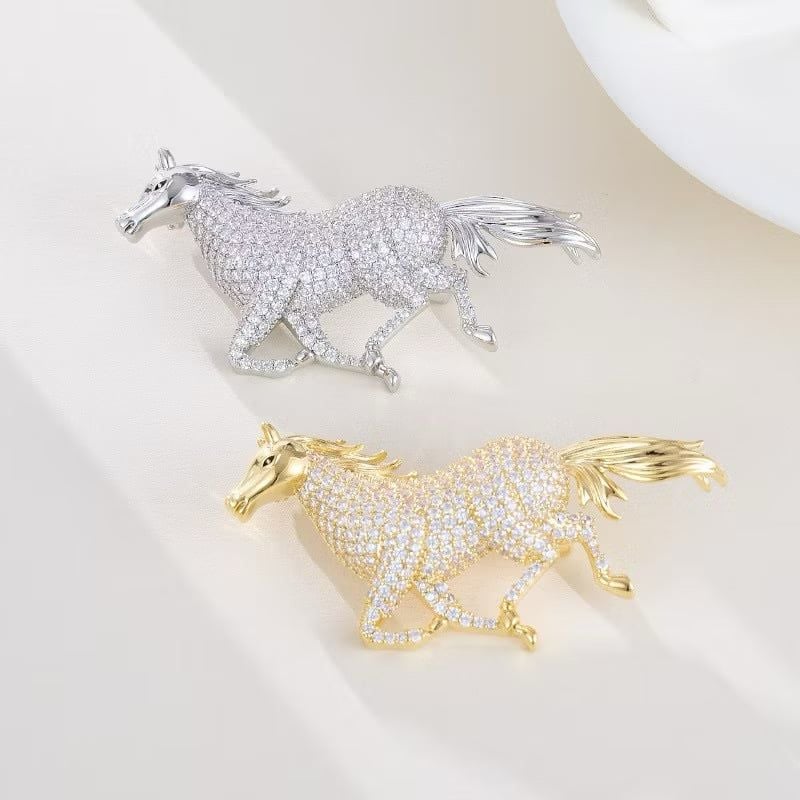  Cài Áo Con Ngựa Pha Lê Trắng (AB) 