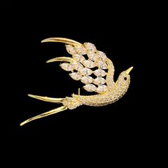 Cài Áo Chim Yến Màu Vàng Pha Lê Trắng Tinh Tế 