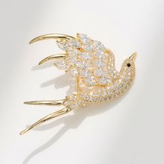  Cài Áo Chim Yến Màu Vàng Pha Lê Trắng Tinh Tế 